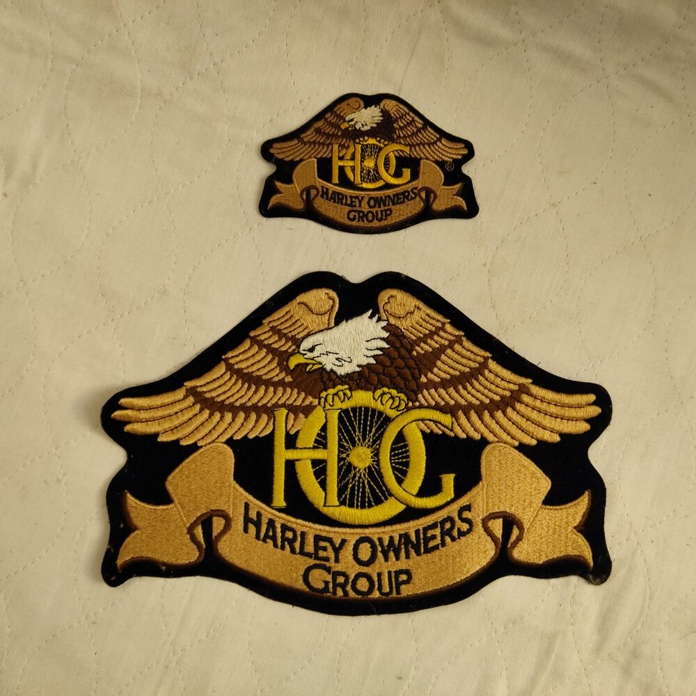 TWO - Harley Davidson Owners Group HOG Eagle Spokes Sew On Embroidered Patch NOS